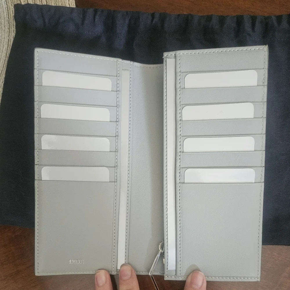 Christian Dior Vertical Diamond Grey Long Wallet NWT